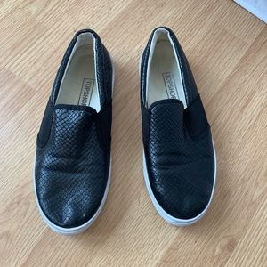 topshop black snakeskin slip ons!